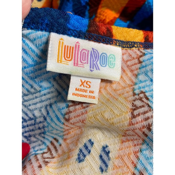 LULAROE Dress Size XSmall Stretchy Dress with Hidden Side Pockets Zipper Flared - Picture 5 of 9